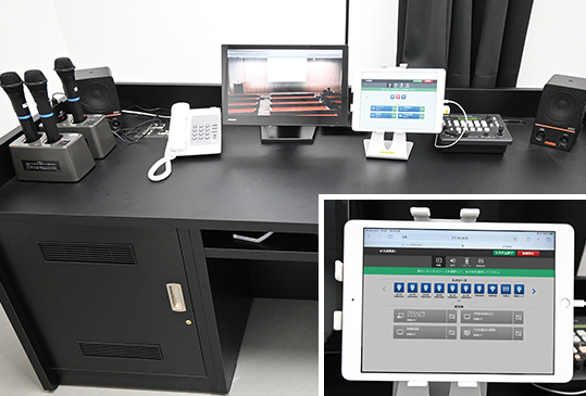AVコントロールパネル「Aviot」でパソコンやBD/DVD、TV会議システムなど任意の音響・映像システムをスクリーンに投影が可能