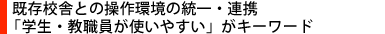 既存校舎との操作環境の統一・連携　「学生・教職員が使いやすい」がキーワード