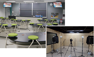 （左）理科室    （右）校内放送や教材作成を目的としたスタジオ