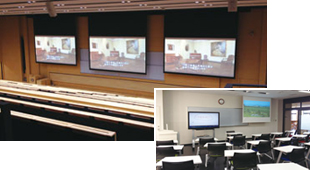 (上)(上) 430名 大講義室 授業収録・配信が可能(下)30名 講義室 無線プロジェクターで学生が座席から自分の端末画面を発表できる