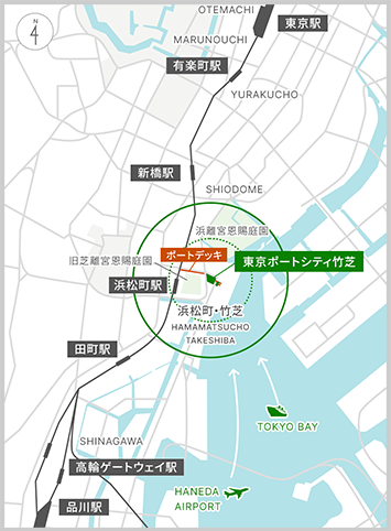 竹芝を中心とした周辺マップ