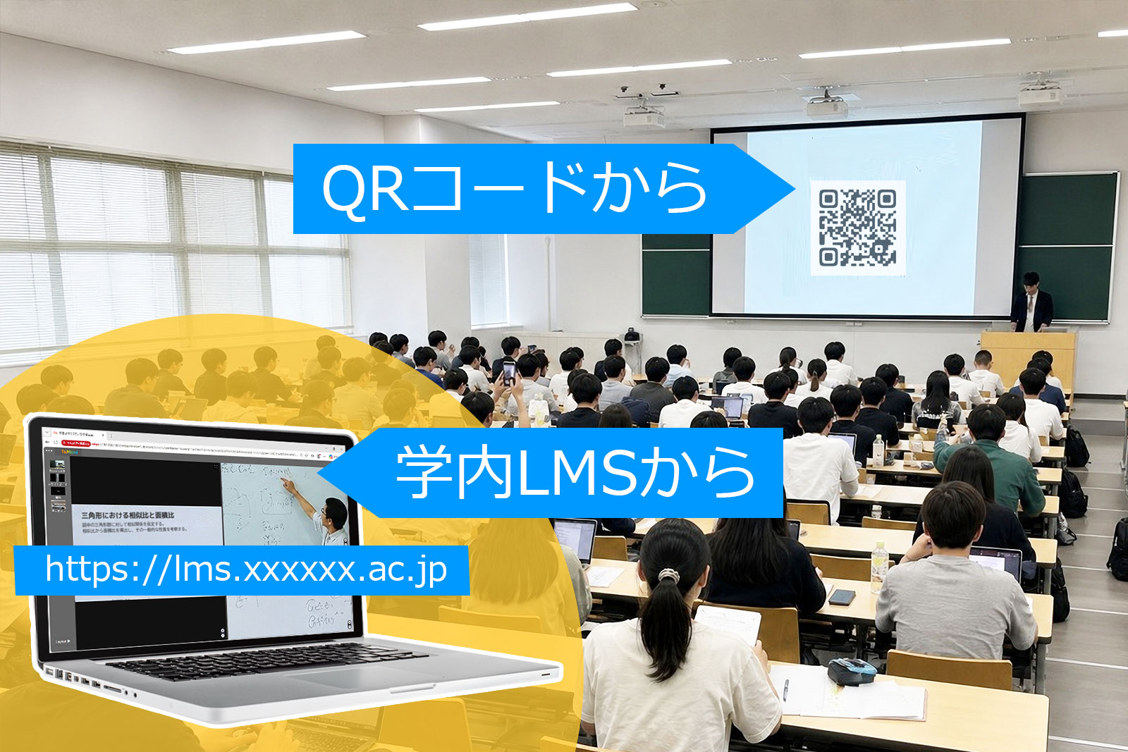 講師映像と資料の表示イメージ